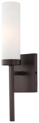 Minka Lavery Copper Bronze Patina 1-Light Wall Sconce with Etched Opal Glass Shade 