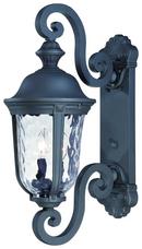 60W 2-Light 25 in. Wall Sconce in Black with Mouth Blown Clear Hammered Glass