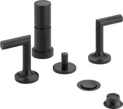 4-Hole Deck Mount Bidet Faucet with Double Lever Handle in Matte Black