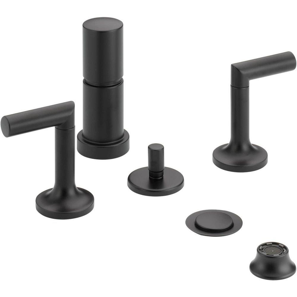 Brizo Matte Black Double-Handle Vertical Spray Bidet Faucet 