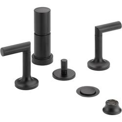 4-Hole Deck Mount Bidet Faucet with Double Lever Handle in Matte Black