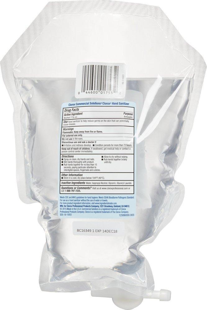 Clorox Clear Unscented Moisturizing Hand Sanitizer Spray Refill 
