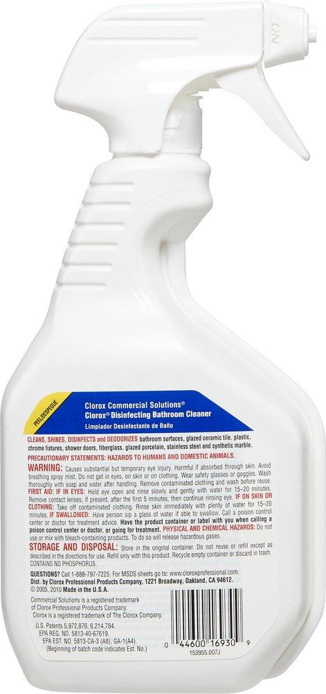 Clorox Clear Disinfectant Bathroom Spray Cleaner 