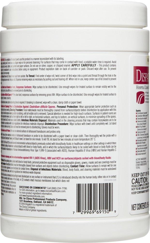 Clorox White 8 in. Dispatch Cleaner Disinfectant Towel in White (Case of 8) 