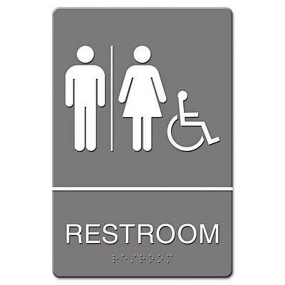 Headline Grey Restroom and Wheelchair Accessible Sign 