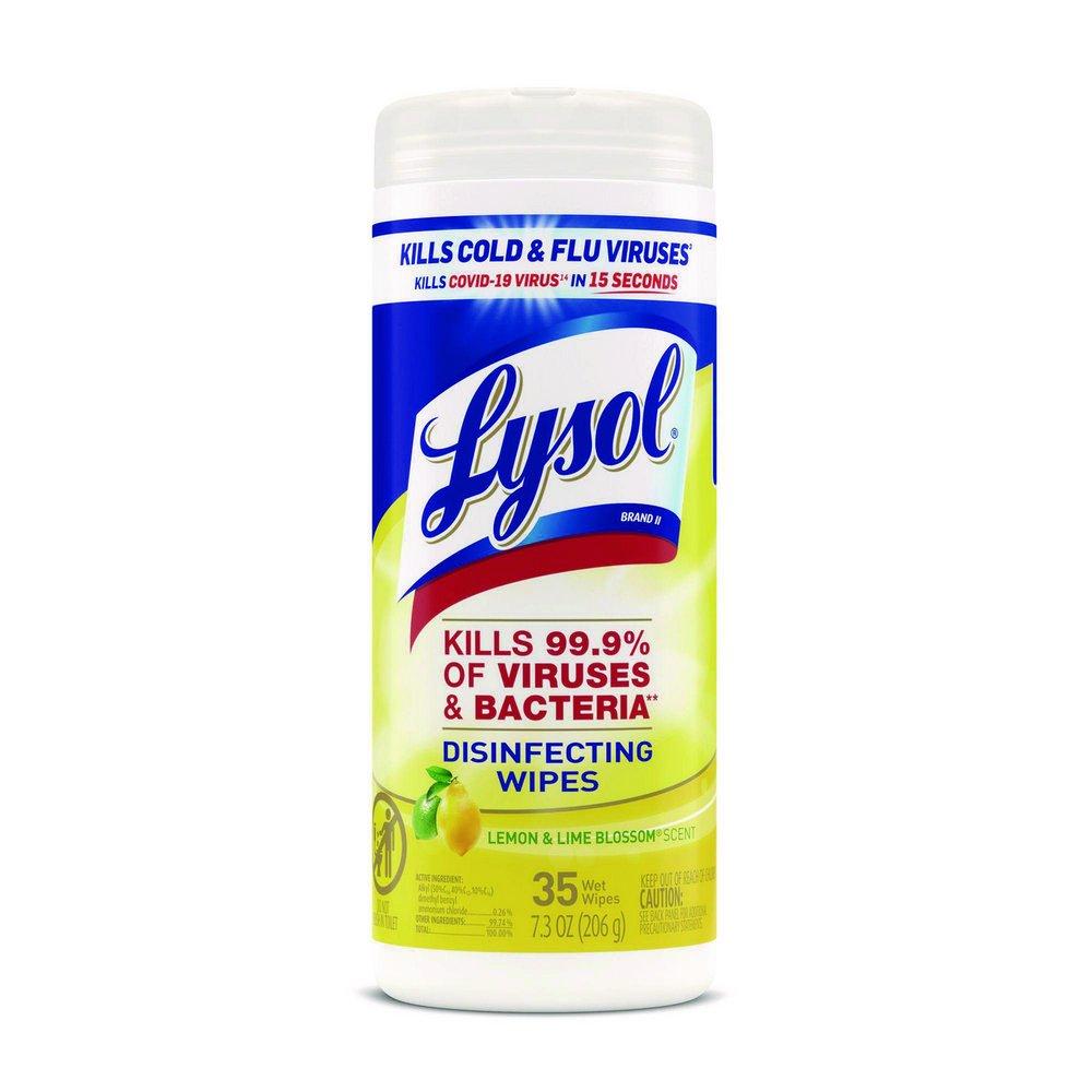Lysol&reg; Clear Liquid 7 x 8 in. Disinfecting Wipes in Lemon 
