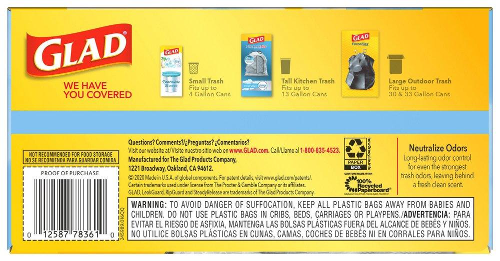 GLAD White 9-1/2 x 14-1/4 in. 0.78 mil Trash Bag in White 