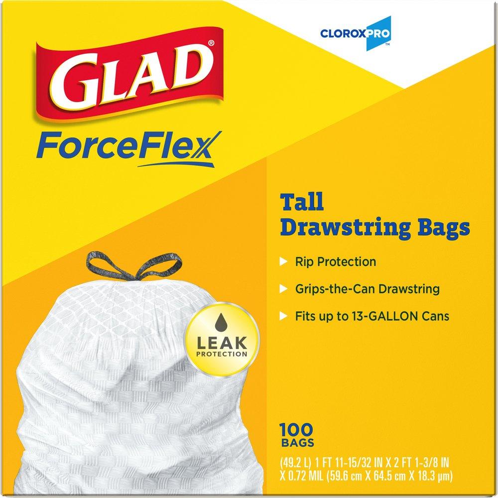 GLAD White 24 x 48 in. 0.95 mil Drawstring Bag in White 