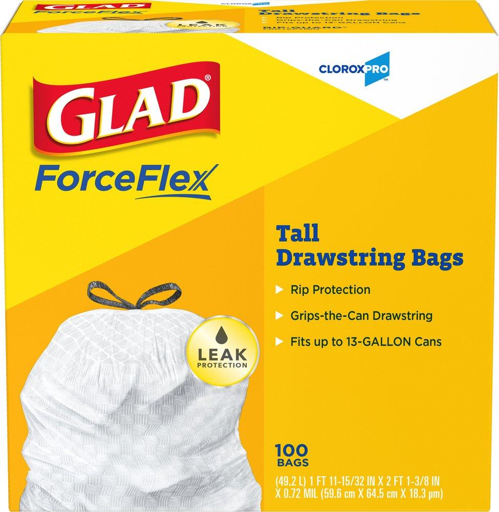GLAD White 24 x 48 in. 0.95 mil Drawstring Bag in White 
