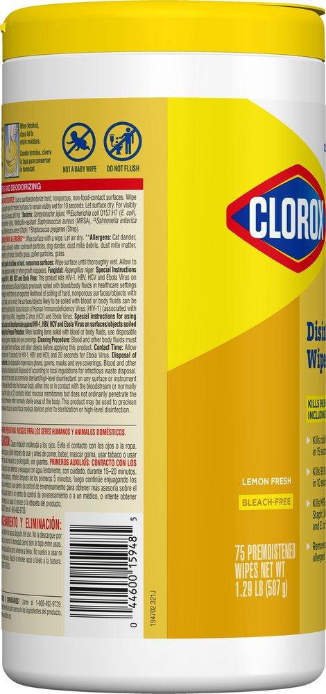 Clorox White 75 ct Lemon Fresh Fragrance Disinfecting Wipes 