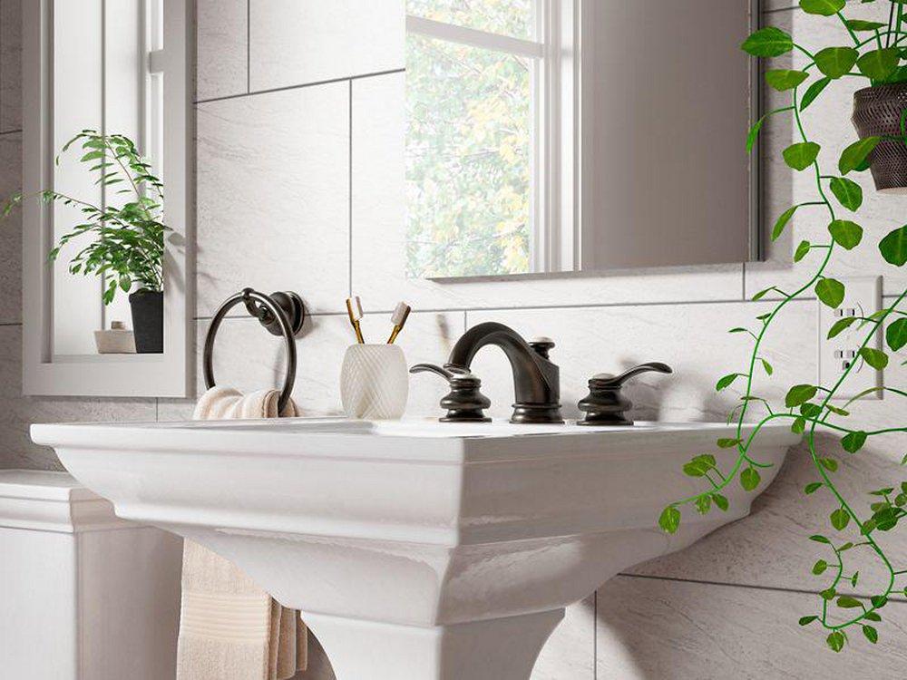 KOHLER Oil Rubbed Bronze Two Handle Widespread Bathroom Sink Faucet 