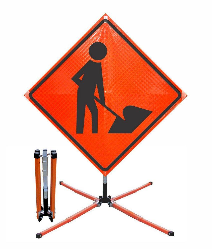 Safety Products Springless Sign Stand for Mesh and Roll Up Sign 