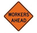 48 in. Workers Ahead Mesh Sign