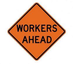 48 in. Workers Ahead Mesh Sign