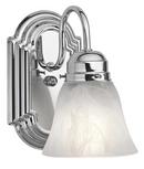 100W 1-Light Wall Sconce with Alabaster Glass in Polished Chrome