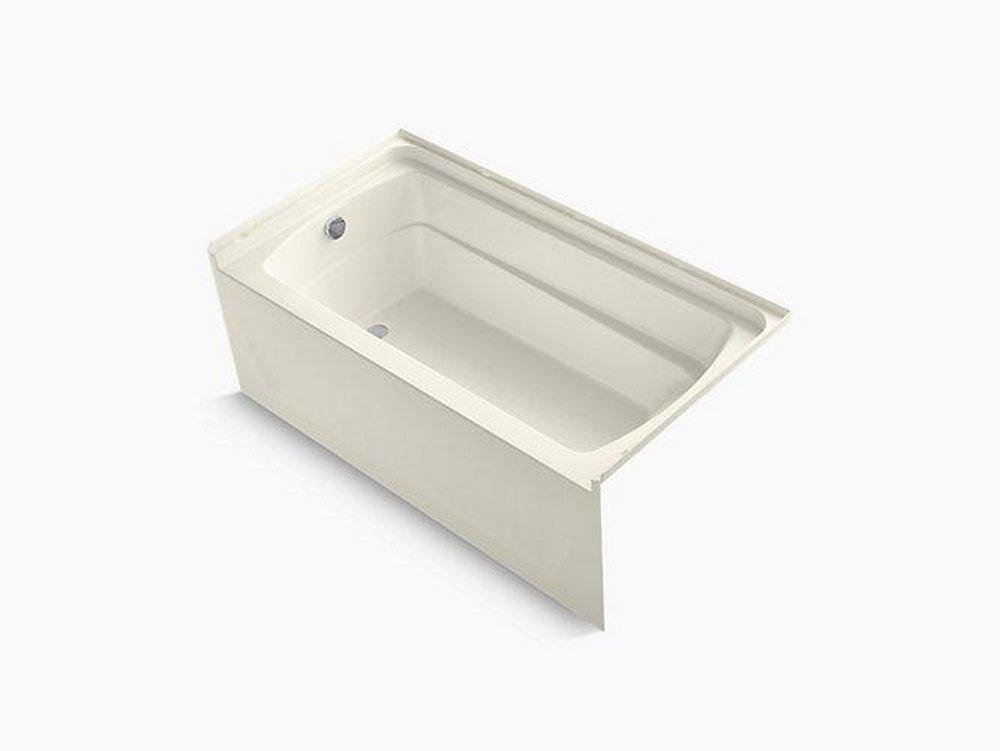 Sterling Biscuit 60 x 32-1/8 in. Solid Vikrell 3-Wall Alcove Oval Bathtub with Left Hand Drain in Biscuit 