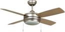 44 in. Ceiling Fan with Blades and Light in BrushedPewter