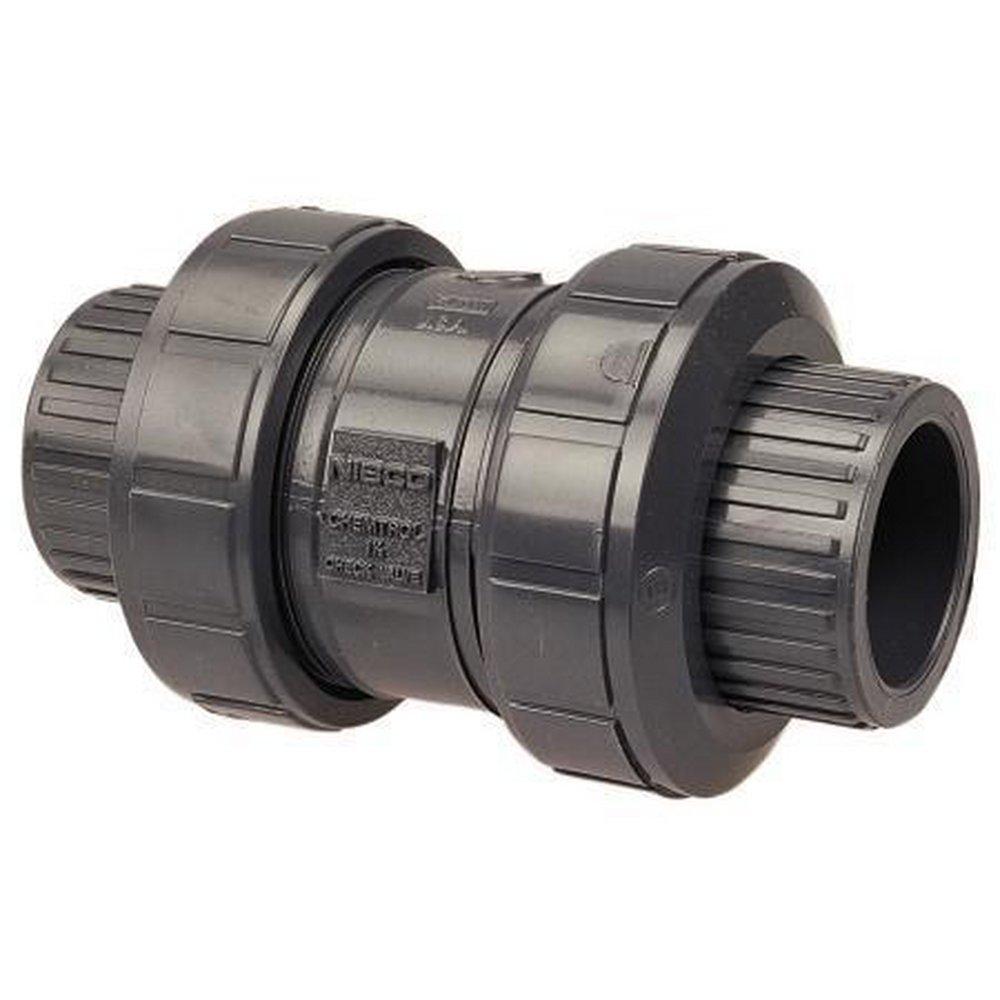 Chemtrol Dark Grey Plastic Socket Weld x Threaded Ball Check Valve 