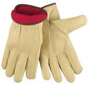 XL Size Pigskin Grain Elastic and Poly Gloves in Brown and Beige