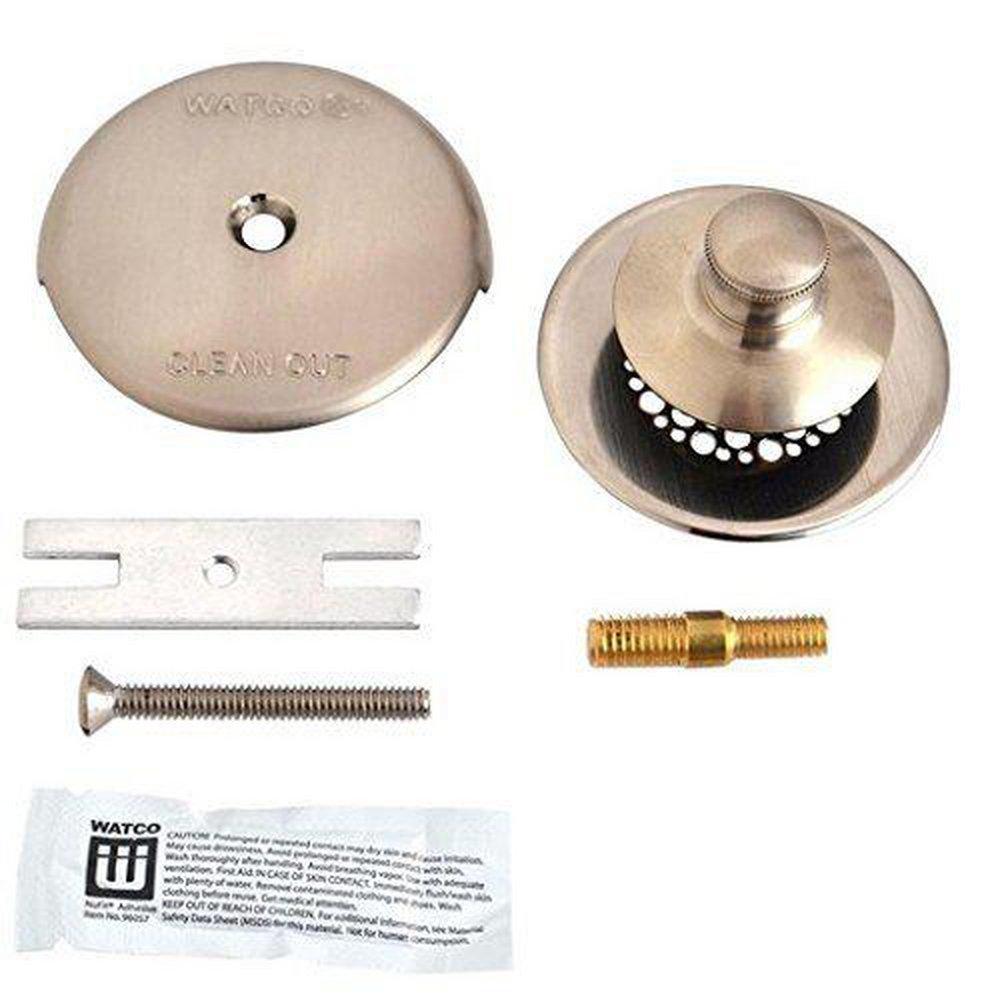 Watco Brushed Nickel Push Pull Bathtub Stopper with Grid Strainer 