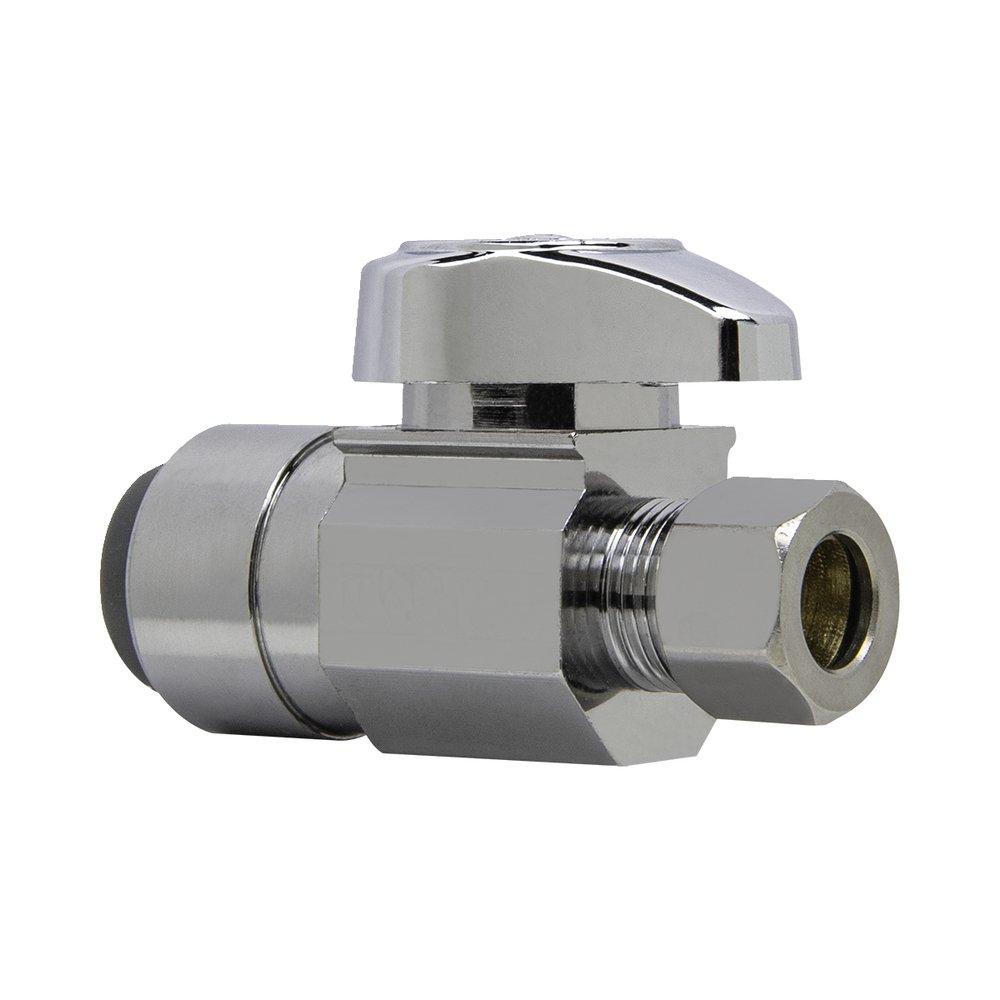BrassCraft Chrome Plated Push-to-Connect x OD Compression Lever Handle Straight Supply Stop Valve in Chrome Plated 