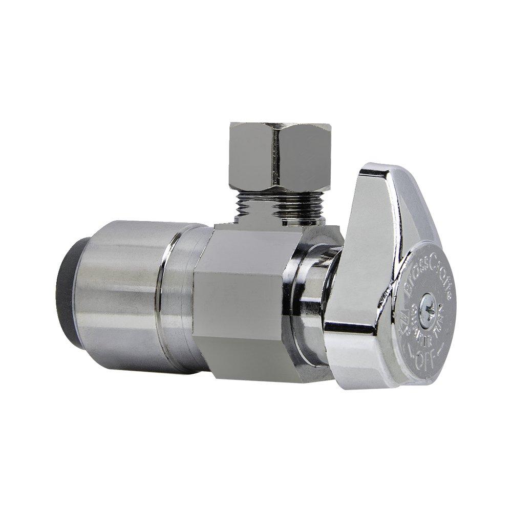 BrassCraft Chrome Plated Push-to-Connect x OD Compression Angle Supply Stop Valve in Chrome Plated 
