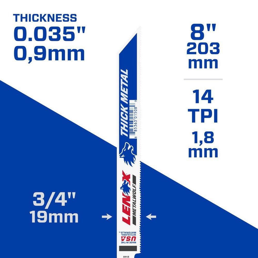 8 in x 3/4 in x 14 TPI Reciprocating Saw Blade 