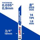 8 in x 3/4 in x 14 TPI Reciprocating Saw Blade 