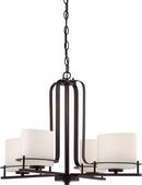 60W 4-Light Medium E-26 Incandescent Chandelier with Etched Opal Glass in Venetian Bronze