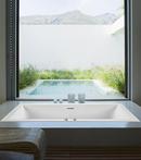 White 72 x 48-1/4 in. Soaker Drop-In Bathtub with Center Drain 