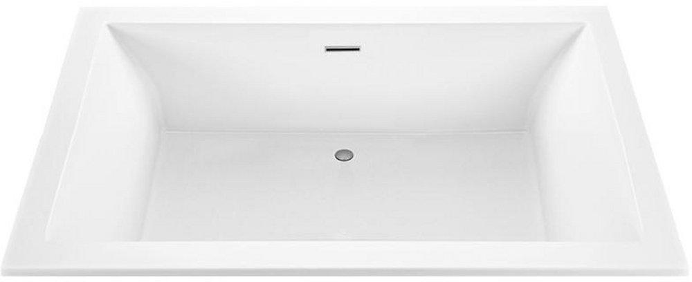 White 72 x 48-1/4 in. Soaker Drop-In Bathtub with Center Drain 