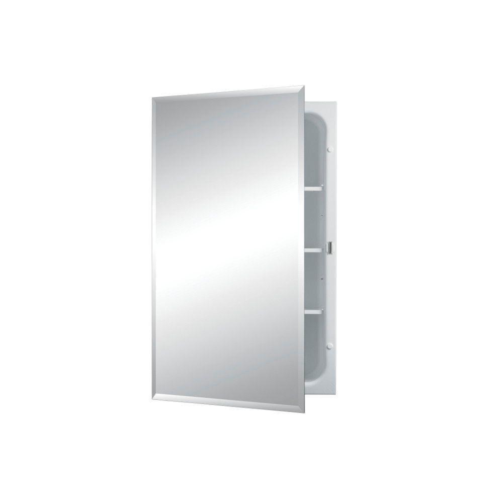 Jensen White 16 x 36 in. 1-Door Beveled Mirror Edge Medicine Cabinet 