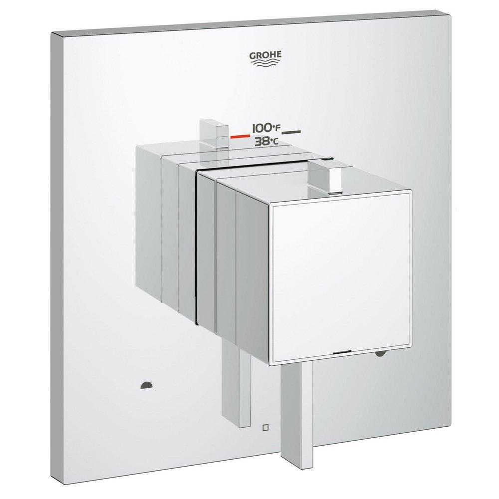 GROHE StarLight&reg; Chrome 6.6 gpm 2-Function Thermostatic Trim with Control Module and Double Lever Handle 