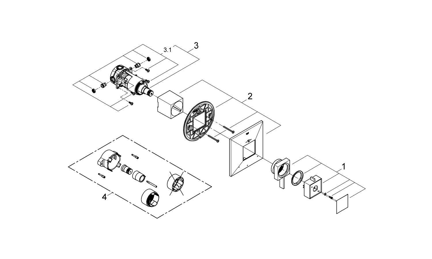 GROHE StarLight&reg; Chrome 2-Function Thermostatic Trim Only with Control Module 