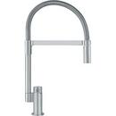 Single Handle High Arc Pull Down Kitchen Faucet with Two-Function Spray in Satin Nickel