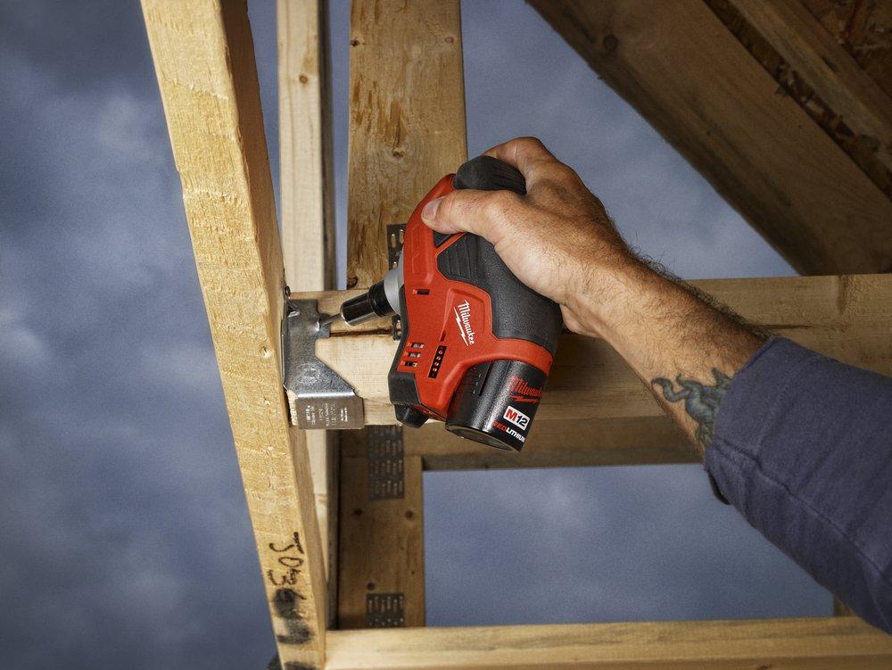 Milwaukee&reg; Red Cordless 12V Nail Gun 
