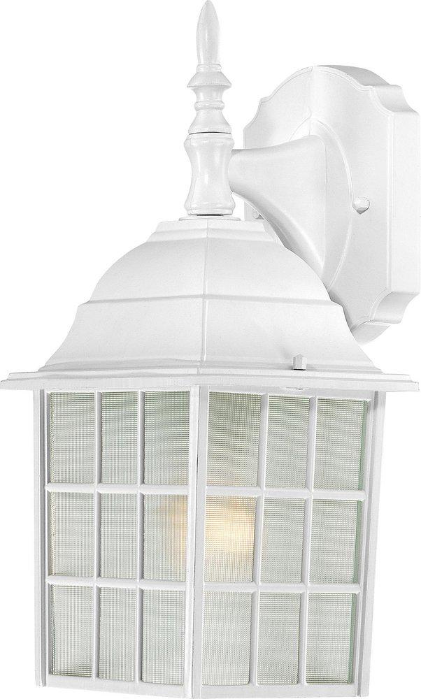 NUVO White 13-3/4 in. 100W Exterior Wall Light with Frosted Glass 