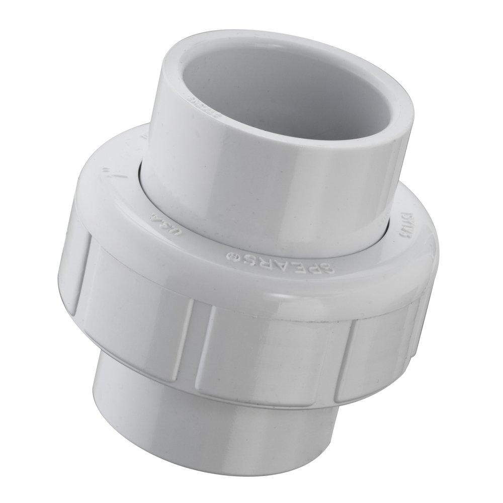 White Socket Straight Schedule 40 PVC Union with Buna-N O-Ring Seal 