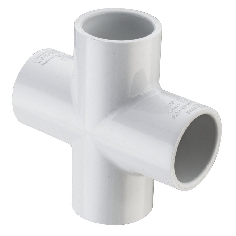 White Socket Straight Schedule 40 PVC Cross  and Chemical 