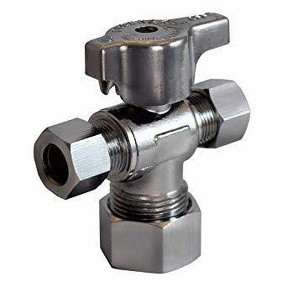Legend Valve & Fitting Chrome Plated OD Tube Lever Supply Stop Valve in Chrome Plated 