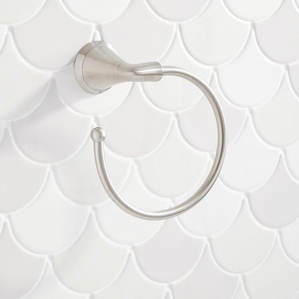 Signature Hardware Brushed Nickel Round Open Towel Ring 