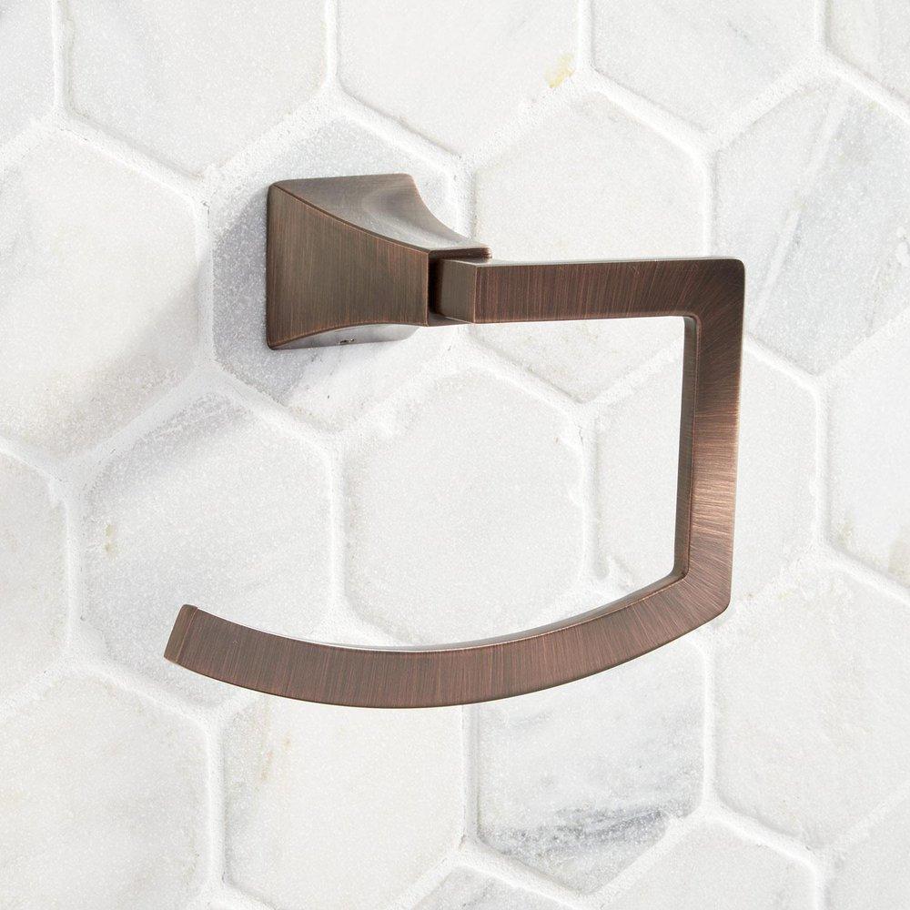 Signature Hardware Oil Rubbed Bronze Rectangular Open Towel Ring 