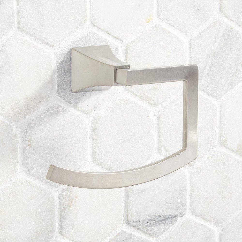 Signature Hardware Brushed Nickel Rectangular Open Towel Ring 