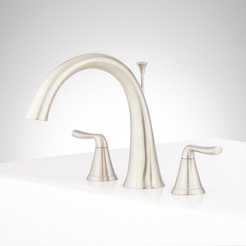 Signature Hardware Brushed Nickel Two Handle Roman Tub Faucet (Trim Only) 