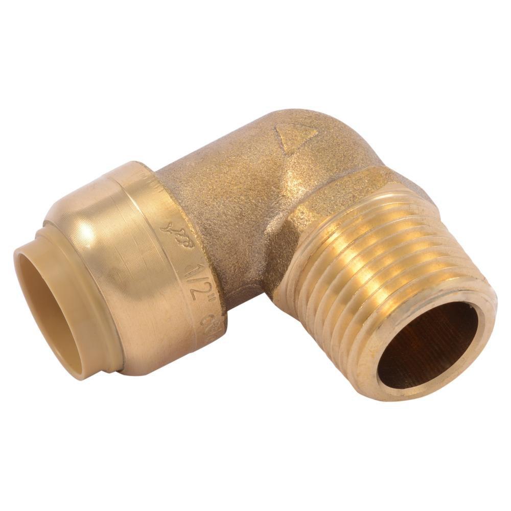 SharkBite&reg; Natural Brass Push x MNPT Brass Standard Radius 90 Degree Elbow 