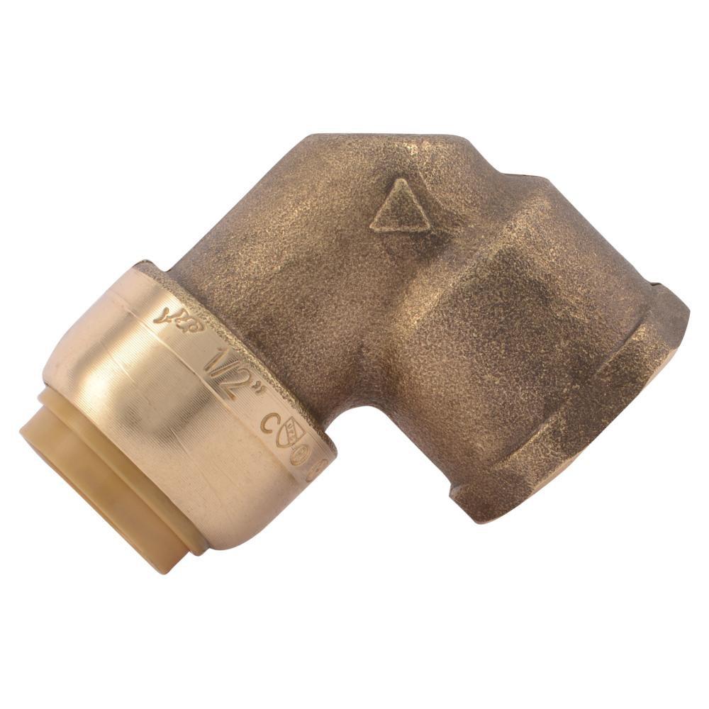 SharkBite&reg; Natural Brass Push x FNPT Brass Standard Radius 90 Degree Elbow 