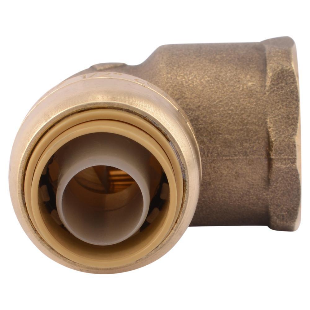 SharkBite&reg; Natural Brass Push x FNPT Brass Standard Radius 90 Degree Elbow 