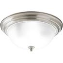15-1/4 x 6-5/8 in. 60 W 3-Light Medium Flush Mount Ceiling Fixture with Etched Glass in Brushed Nickel