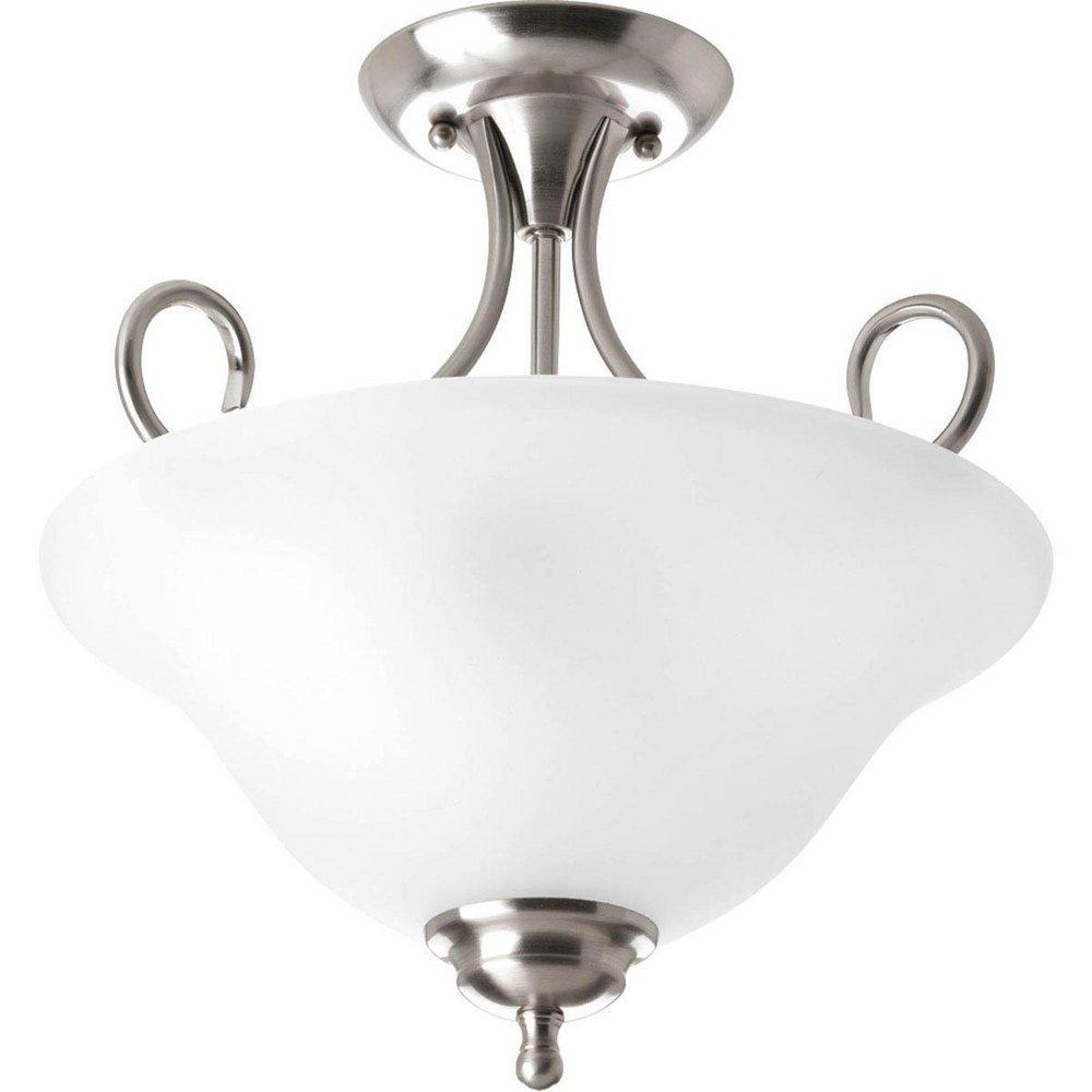 Progress Lighting Brushed Nickel 60W 2-Light Medium Semi-Flush Mount Ceiling Fixture 