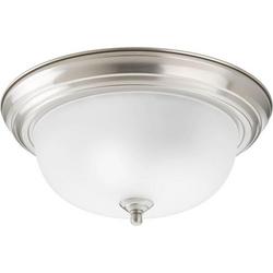 75 W 2- Light Medium Flush Mount Ceiling Fixture in Brushed Nickel